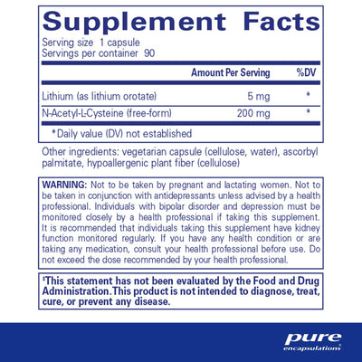 Pure Encapsulations - Lithium (Orotate) 5 Mg. - OurKidsASD.com - #Free Shipping!#