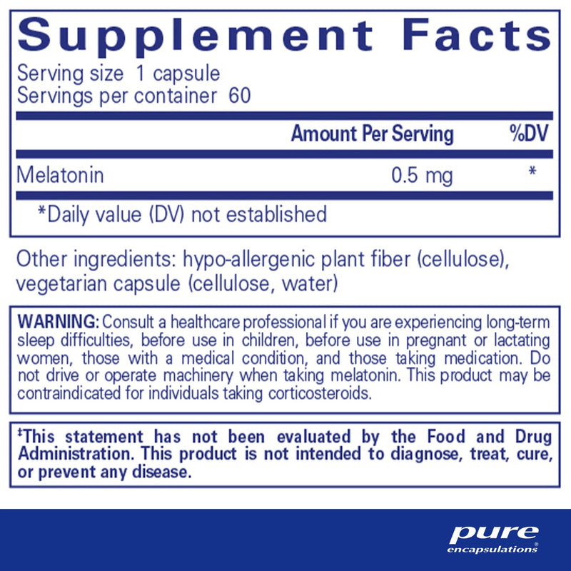 Pure Encapsulations - Melatonin 0.5 Mg. - OurKidsASD.com - 