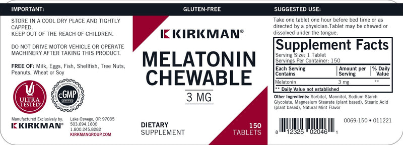 Kirkman Labs - Melatonin 3 Mg - OurKidsASD.com - 