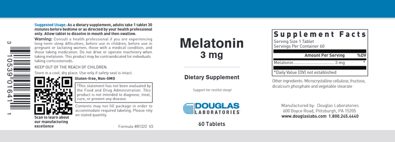 Douglas Laboratories - Melatonin 3mg Sublingual Tablet - OurKidsASD.com - 