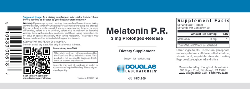 Douglas Laboratories - Melatonin P.R. 3mg Prolonged-Release - OurKidsASD.com - 