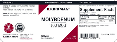 Kirkman Labs - Molybdenum 100 Mcg. Hypoallergenic - OurKidsASD.com - #Free Shipping!#