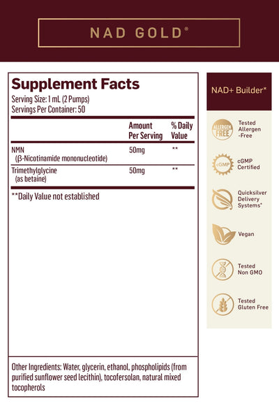 Quicksilver Scientific - NAD+ GOLD 50 mg - OurKidsASD.com - #Free Shipping!#