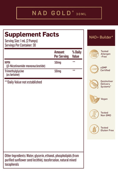 Quicksilver Scientific - NAD+ GOLD 50 mg - OurKidsASD.com - #Free Shipping!#