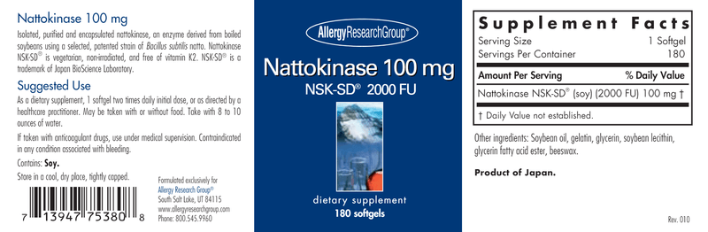 Allergy Research Group - Nattokinase 100 mg NSK-SD® - OurKidsASD.com - 