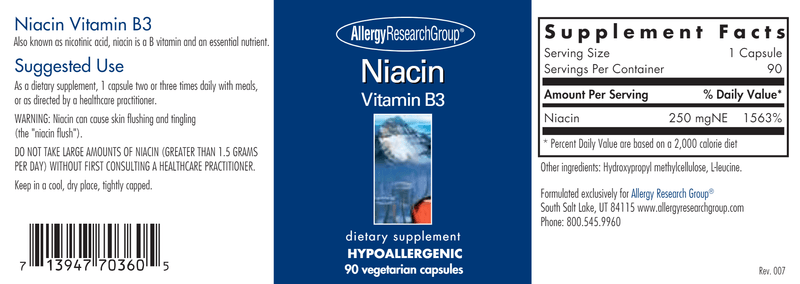 Allergy Research Group - Niacin - OurKidsASD.com - 