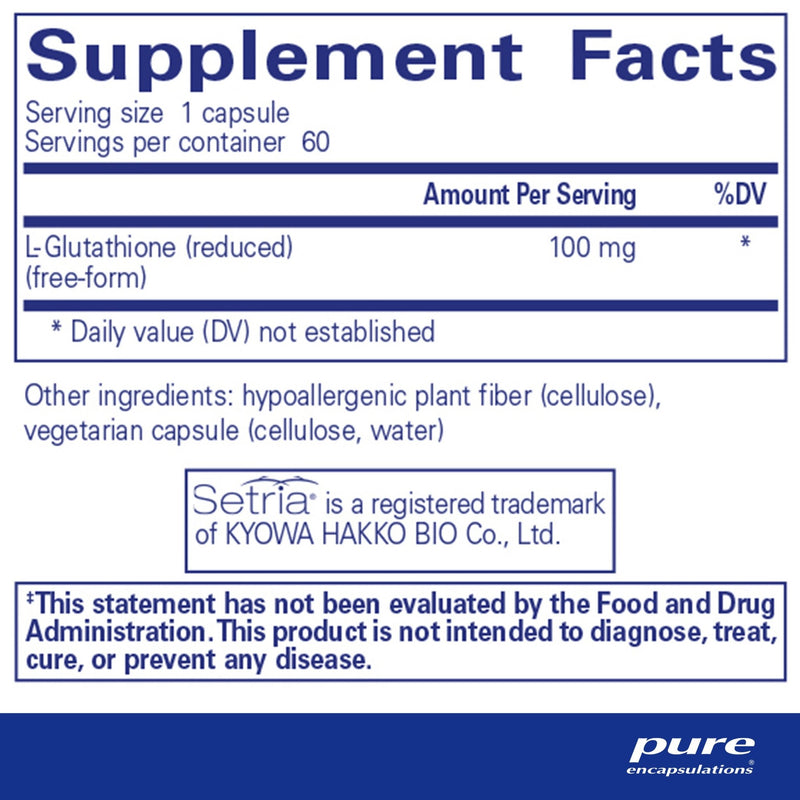 Pure Encapsulations - Reduced Glutathione (100mg) - OurKidsASD.com - 