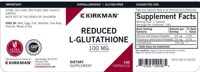 Kirkman Labs - Reduced L-Glutathione 100 Mg. With Setria - OurKidsASD.com - #Free Shipping!#