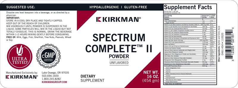 Kirkman Labs - Spectrum Complete II Powder - Hypoallergenic - OurKidsASD.com - 