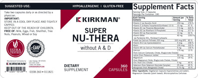 Kirkman Labs - Super Nu-Thera W/O Vitamins A & D - Hypoallergenic - OurKidsASD.com - #Free Shipping!#