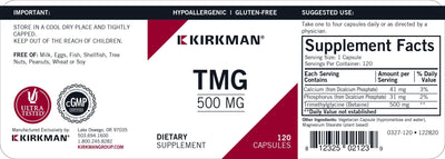 Kirkman Labs - TMG 500 Mg. Hypoallergenic - OurKidsASD.com - #Free Shipping!#