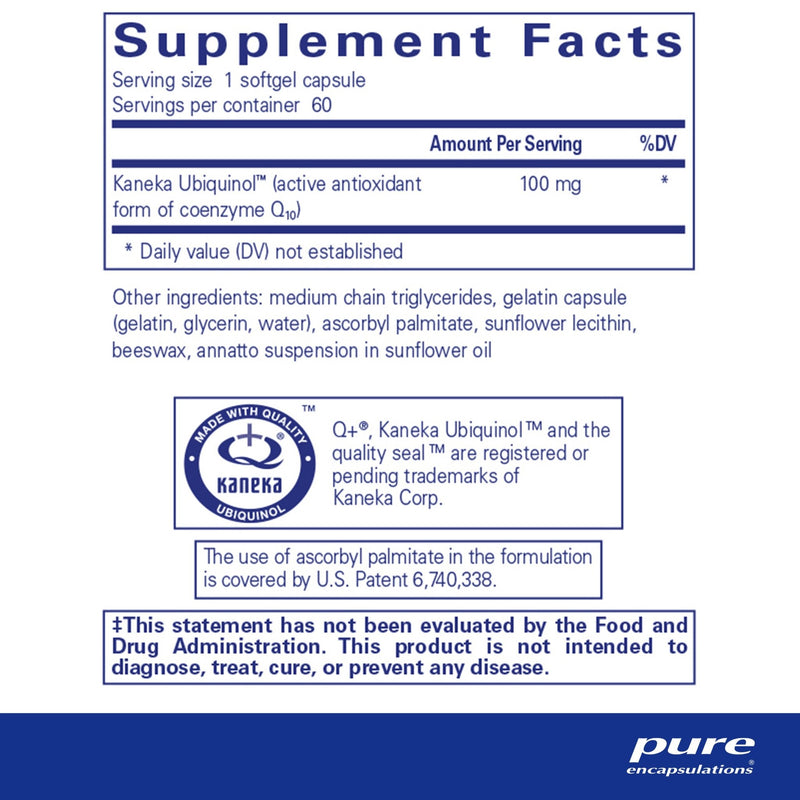 Pure Encapsulations - Ubiquinol-QH (100mg.) - OurKidsASD.com - 