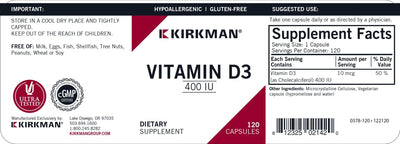 Kirkman Labs - Vitamin D3 400 IU Hypoallergenic - OurKidsASD.com - #Free Shipping!#