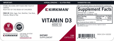 Kirkman Labs - Vitamin D3 4000 IU Hypoallergenic - OurKidsASD.com - #Free Shipping!#