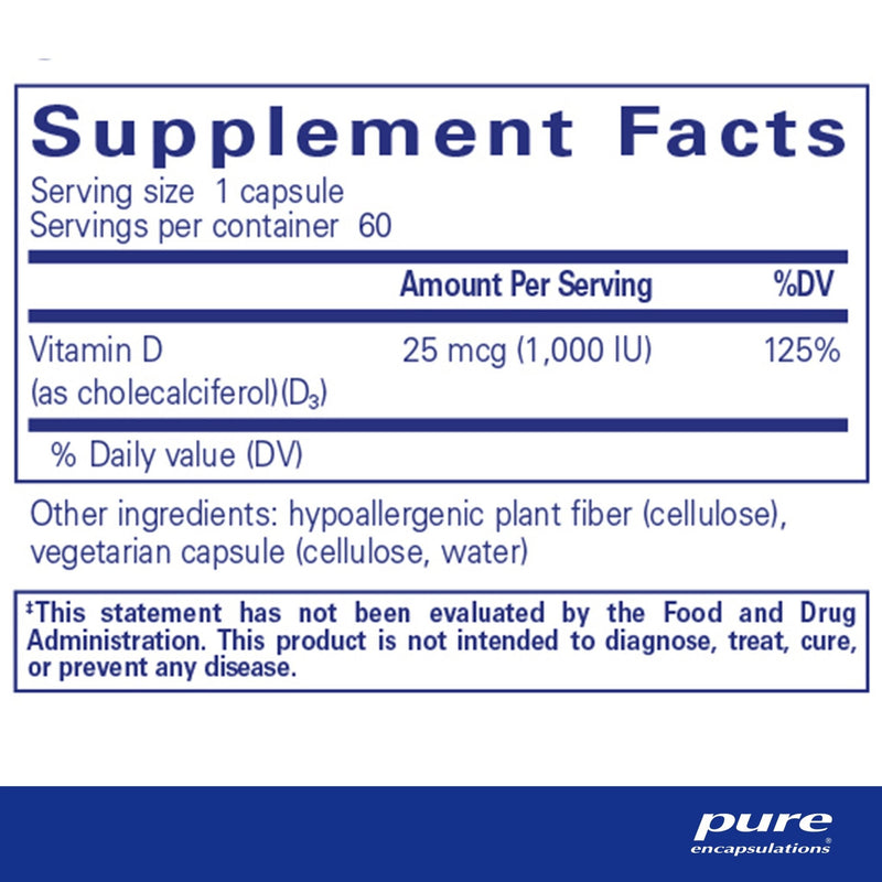 Pure Encapsulations - Vitamin D3 1,000 I.U. - OurKidsASD.com - 