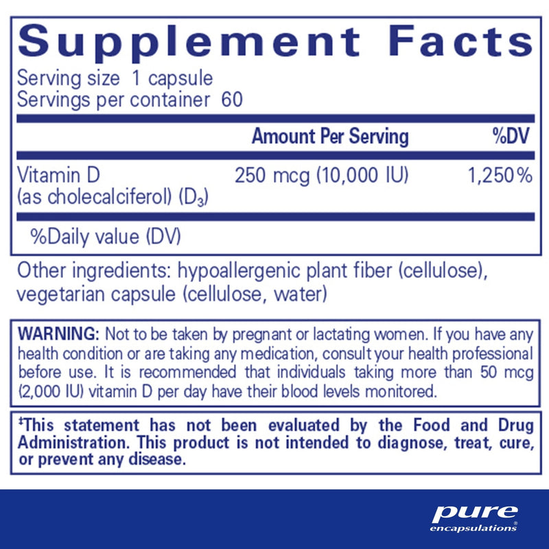 Pure Encapsulations - Vitamin D3 (10,000 IU) - OurKidsASD.com - 