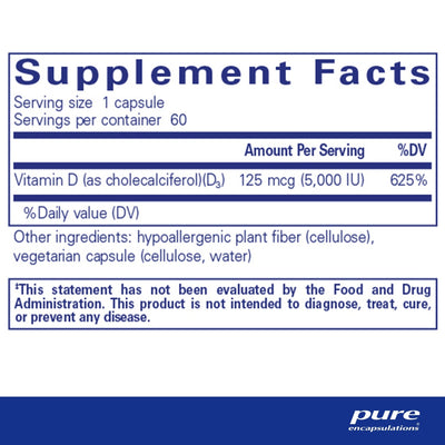 Pure Encapsulations - Vitamin D3 5,000 IU - OurKidsASD.com - #Free Shipping!#