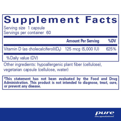 Pure Encapsulations - Vitamin D3 5,000 IU - OurKidsASD.com - #Free Shipping!#