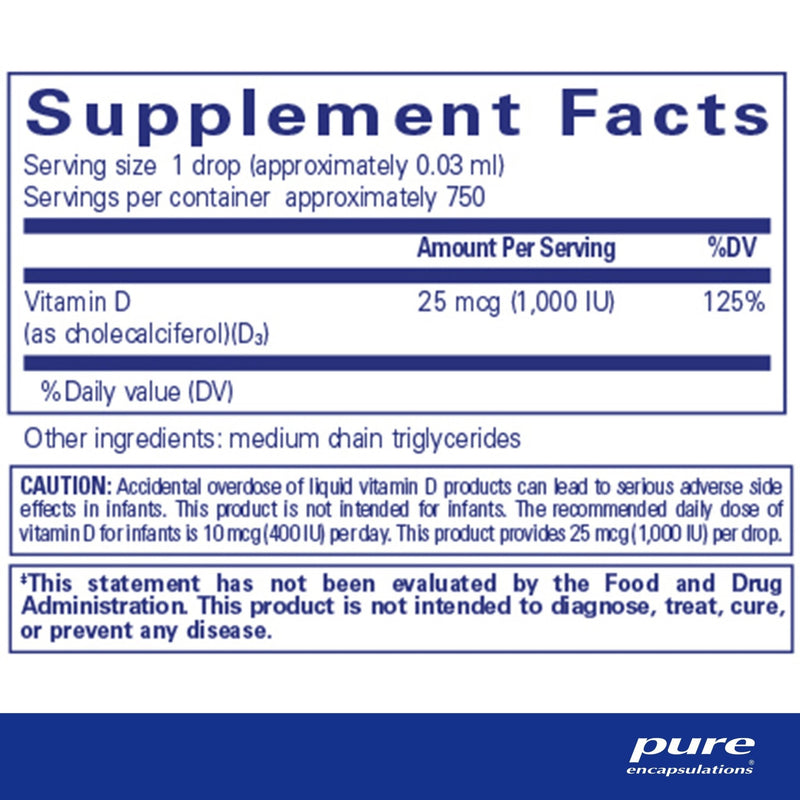 Pure Encapsulations - Vitamin D3 Liquid - OurKidsASD.com - 