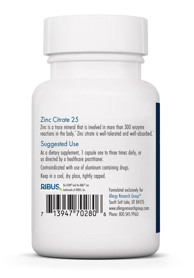 Allergy Research Group - Zinc Citrate 25mg - OurKidsASD.com - 