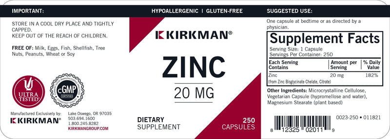 Kirkman Labs - Zinc Hypoallergenic (Bio-Max Series) - OurKidsASD.com - 