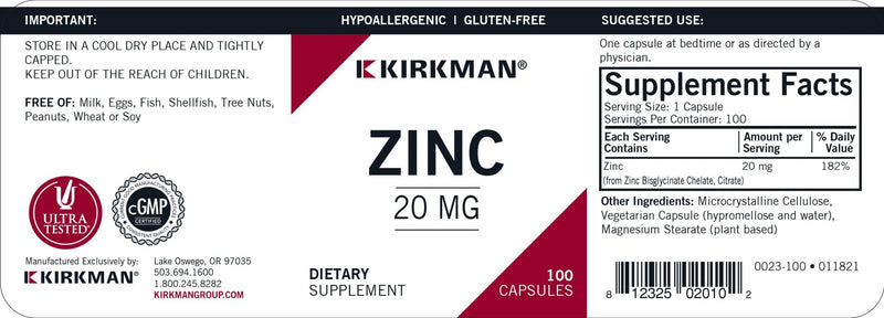 Kirkman Labs - Zinc Hypoallergenic (Bio-Max Series) - OurKidsASD.com - 