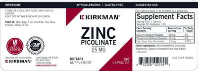 Kirkman Labs - Zinc Picolinate 25 Mg - Hypoallergenic - OurKidsASD.com - #Free Shipping!#